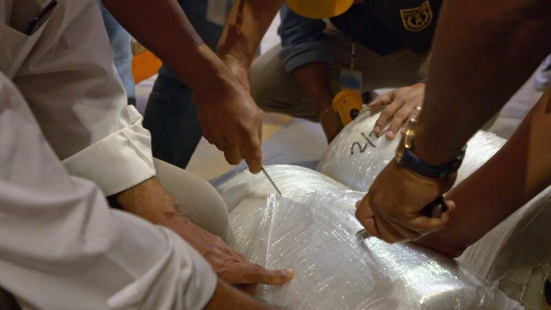 Paket wird aufgeschnitten – Bild: RTL /​ OMAVA LLC