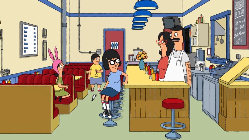 Bob ruft verzweifelt ein Familienmeeting zusammen, um sein Restaurant behalten zu können: Bob, Linda, Louise, Gene und Tina. – Bild: Fox