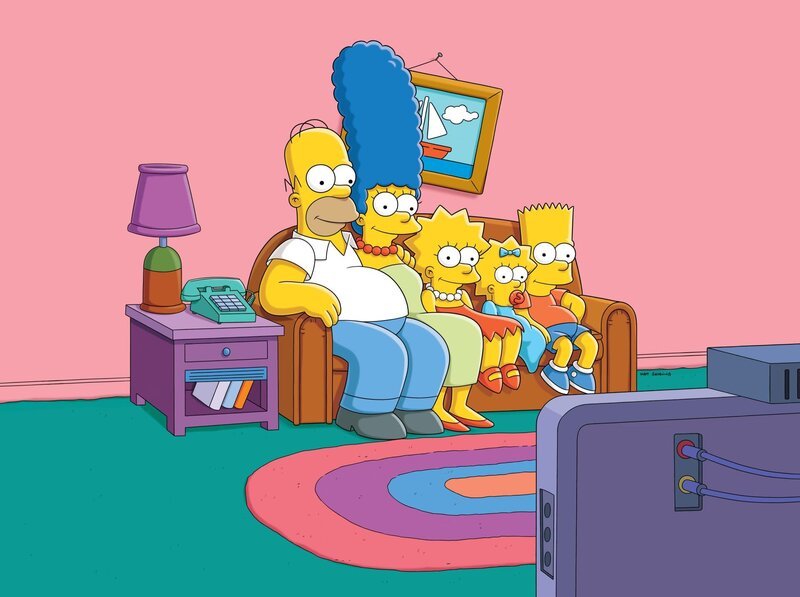 (30. Staffel) – (v.l.n.r.) Homer; Marge; Lisa, Maggie; Bart – Bild: Fox Media LLC