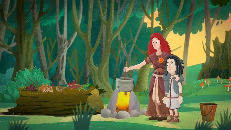 Mimo lernt von seiner Mutter, wie man Suppe kocht. – Bild: KiKA/​Mideu Films/​MDR/​hr/​BR/​SWR/​WDR
