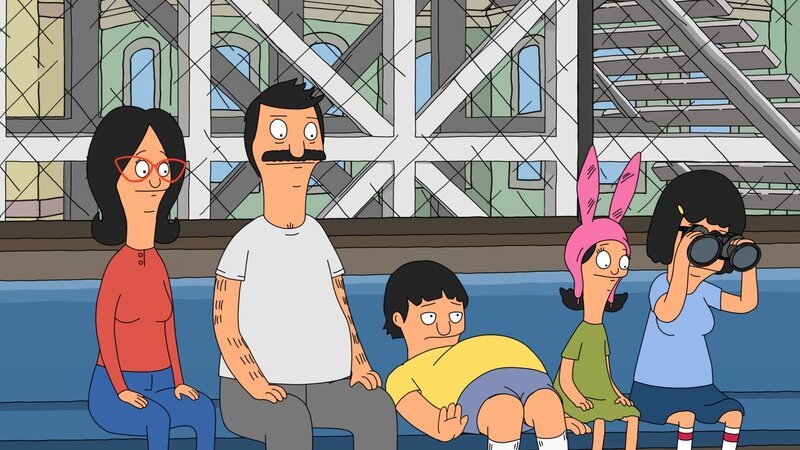 Bob, Linda, Louise, Gene und Tina gehen zu einem lokalen Baseballspiel, um sich ihre kürzlich neu erworbene Werbung für ihr Restaurant anzuschauen. – Bild: © 2011 Fox and its related entities. All rights reserved. Lizenzbild frei