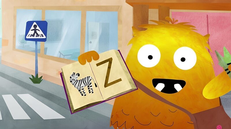 Nitso lernt das Z und geht über einen Zebrastreifen. – Bild: KiKA/​Filmakademie Baden-Württemberg GmbH/​Eagle Eye