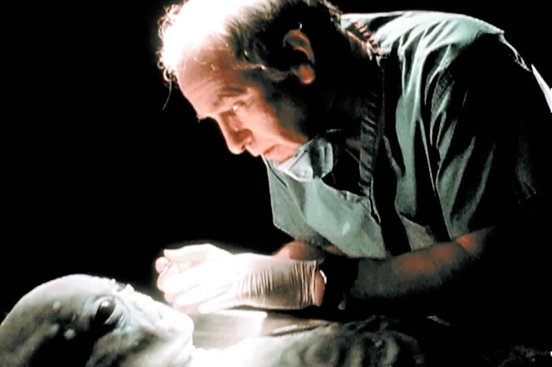 Der Anthropologe Arlinsky (Matthew Walker) untersucht den Körper eines Außerirdischen, der im ewigen Eis eines kanadischen Gletschers gefunden wurde … – Bild: SYFY