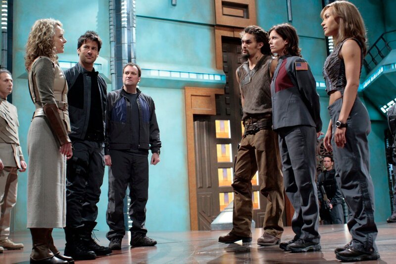 Stargate Atlantis Season3 EP The Return Part 1, Stargate Atlantis Staffel3 EP DIE RÜCKKEHR TEIL1, regie USA 2004, Darsteller Joe Flanigan; David Hewlett; Jason Momoa; Torri Higginson; Rachel Luttrell – Bild: Eike Schroter /​ ©SCI FI Channel /​ mgm /​ MGM ©SYFY Photocredit Mandatory, Editorial Use Only, NO archive, NO Resale