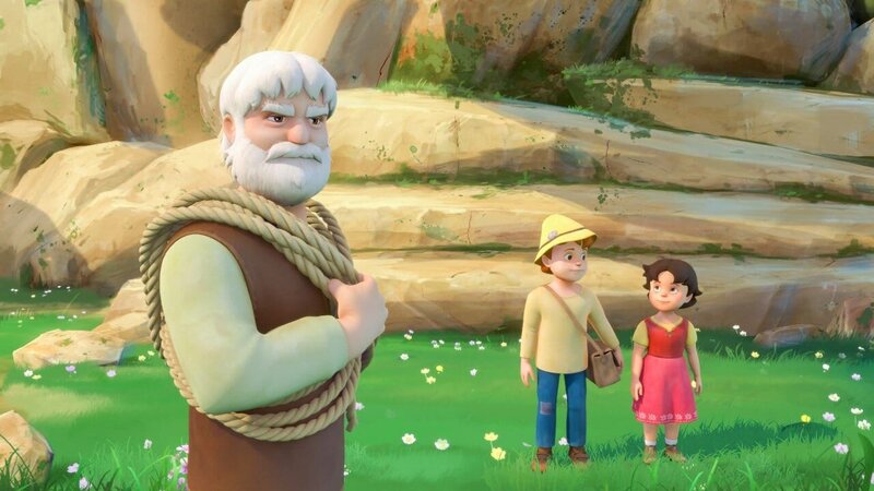 „Heidi 3D“, „Die Mutprobe.“ Bärli, die Ziege, ist über Nacht gesund geworden, was alle freut und die Wogen zwischen Heidi und ihrem Großvater glättet. Doch Karl, der freche Sohn des Lehrers, macht Peter das Leben schwer. Zusammen mit der streitlustigen Theresa und dem unbedarften kleinen Willi bedrängt Karl den Geißen-Peter. Sie wollen ihm seinen Monatslohn abjagen. Nachdem sogar Heidi in den Ärger hineingezogen wird, fordert Peter Karl zu einem gefährlichen Kräftemessen heraus. Als sie eine steile Bergwand hinaufklettern, stürzt Karl beinahe ab. Heidi überlegt nicht lange, sondern rennt los, um den Großvater um Hilfe zu bitten. In einer dramatischen Aktion können Peter und der Alm-Öhi Karl retten. Danach verjagt der wütende Großvater Karl und die anderen Kinder. Die Wut des Großvaters richtet sich auch gegen Peter. Doch schnell schlägt der Ärger in Zuneigung und Sorge für den Jungen um, auch wenn der Alm-Öhi solche Gefühle nur schwer zum Ausdruck bringen kann. Denn vor allem Verlustängste haben den Alm-Öhi so verhärmt und einsam werden lassen. – Bild: port.hu