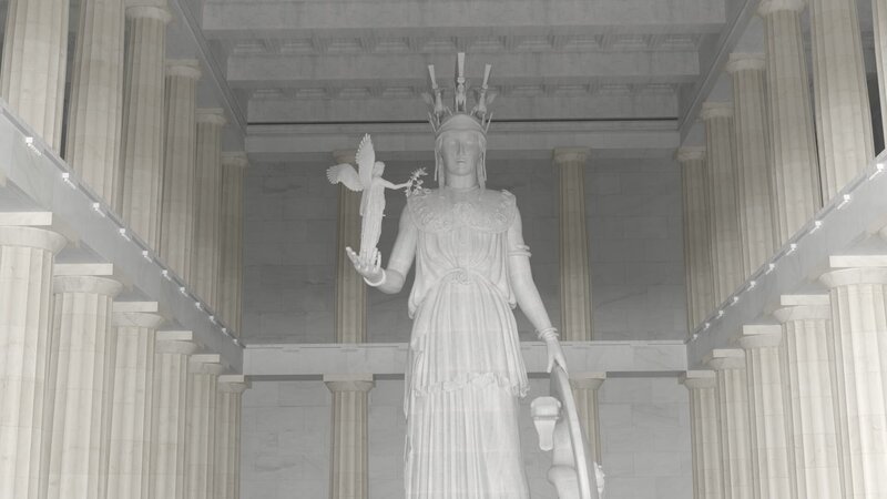 Eine CGI-Statue der Athene im Parthenon. – Bild: Screengrab /​ Science Channel /​ Windfall Films Ltd