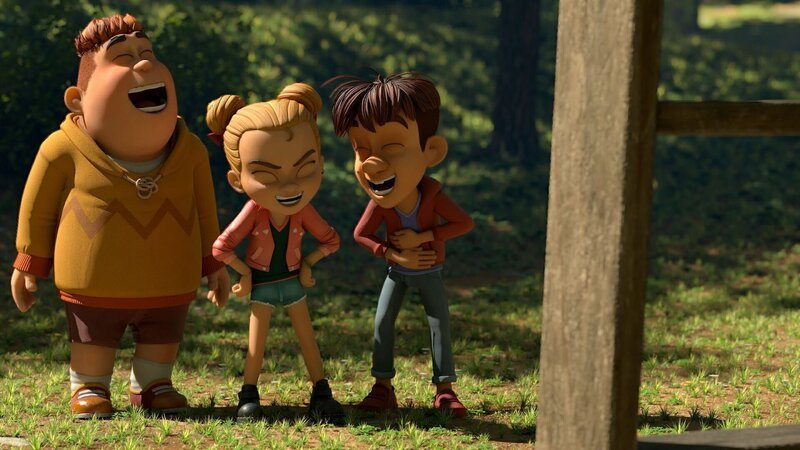 Samson, Marie und Hase machen sich über Bohnenstange lustig. – Bild: ZDF/​La Station Animation