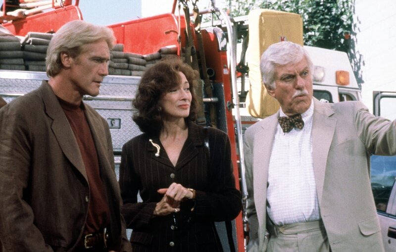 Steve (Barry Van Dyke, l.), Patricia Purcell (Dixie Carter, M.) und Dr. Mark Sloan (Dick Van Dyke, r.) suchen auf einem Schrottplatz nach Beweismaterial. – Bild: Viacom Lizenzbild frei