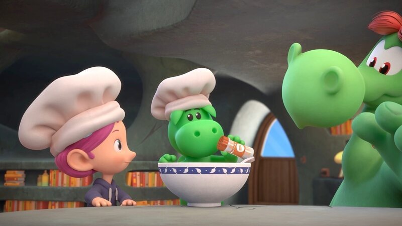 Noch eine kleine Prise Zimt, dann schmeckt die Grisu-Torte ganz bestimmt. – Bild: ZDF/​2023 MONDO TV Group/​Pagot/​Calidra/​T2T/​ZDFS