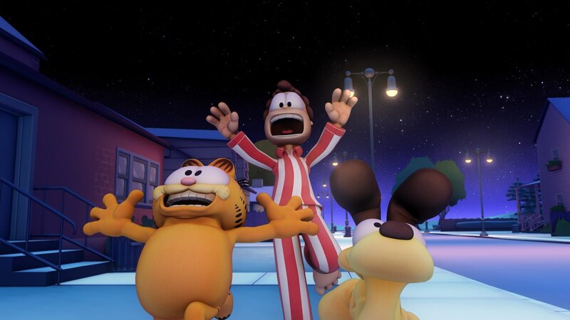 Nachts werden die Häschen-Pantoffeln lebendig und jagen Garfield. – Bild: HR/​DARGAUD MEDIA