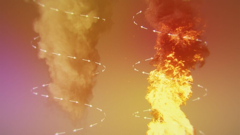 Grafik des gewaltigen feurigen Wirbel in Redding, Kalifornien  +++ – Bild: RTL /​ MFA2 (Saloon) Productions Inc. /​ Folge 202