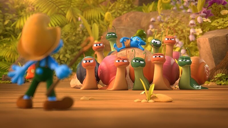 Farmis Schnecken sind sauer auf ihn, weil er von ihnen zu viel erwartet. – Bild: KiKA/​Peyo Productions, Dupuis Édition & Audiovisuell