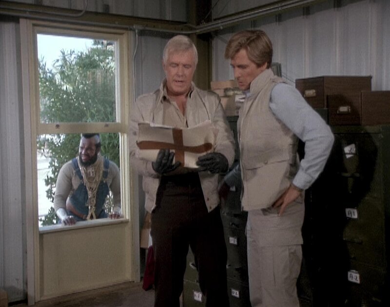 Das A-Team stößt bei seinen Untersuchungen auf Winston Corliss, einen Drogenhändler aus Südamerika. Bild: B.A. (Laurence Tureaud), Hannibal (George Peppard) und Face (Dirk Benedict) (v.li.) – Bild: RTL II Das A-Team stößt bei seinen Untersuchungen auf Winston Corliss, einen Drogenhändler aus Südamerika. Bild: B.A. (Laurence Tureaud), Hannibal (George Peppard) und Face (Dirk Benedict) (v.li.) – Bild: RTL II