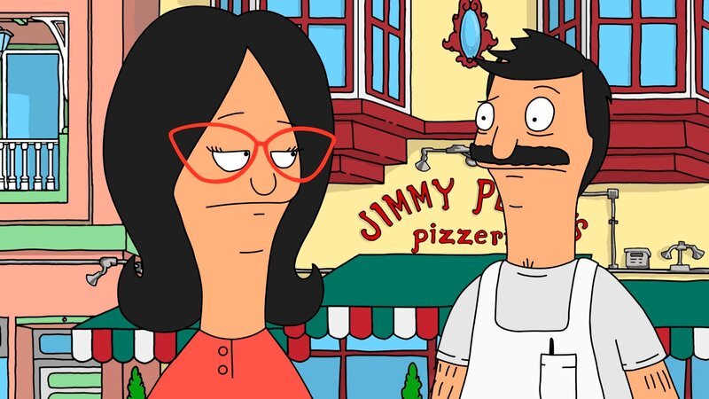 Linda (r.) entdeckt, dass es Restaurants gibt, die sogenannte Krimidinner veranstalten. Das bedeutet, dass sowohl Essen serviert als auch begleitend eine Kriminalgeschichte von Laiendarstellern dargeboten wird. Nun möchte sie Bob (l.) dazu überreden. Doch wird ihr das gelingen? – Bild: ViacomCBS /​ FOX /​ BOB’S BURGERS ™ and 2011 TTCFFC ALL RIGHTS RESERVED.