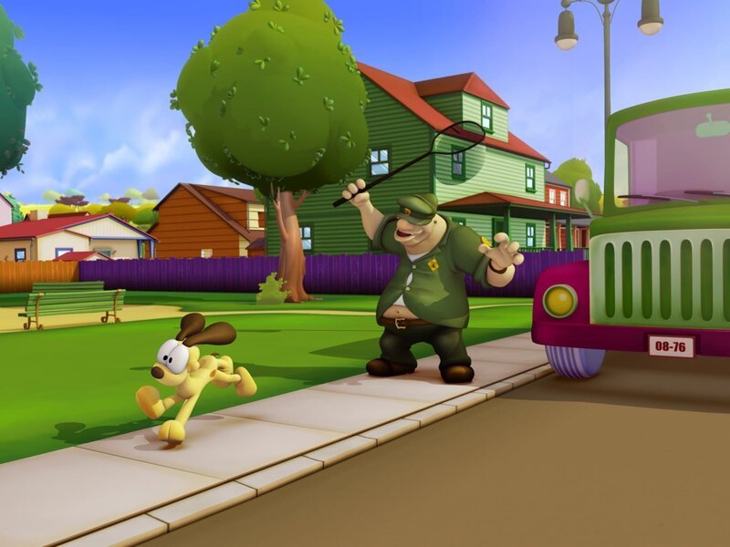 Dass Odie seine Hundemarke verloren hat, bemerkt er zunächst nicht. Erst als er dem Hundefänger begegnet, wird ihm das Malheur bewusst. – Bild: KiKA