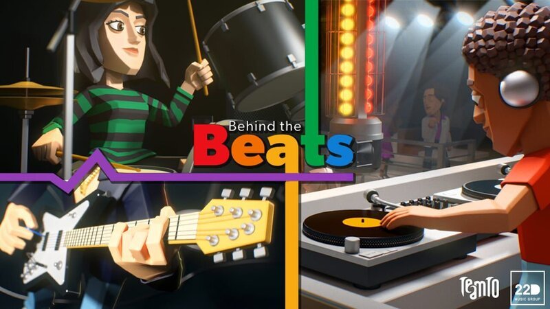 „Behind the Beats“ erzählt Geschichten von der Entwicklung von Musikbewegungen wie New Wave, Rock’n’Roll, G-Funk, Reggae, Electro Pop und Trap. – Bild: KiKA/​22D Music Group, TeamTO