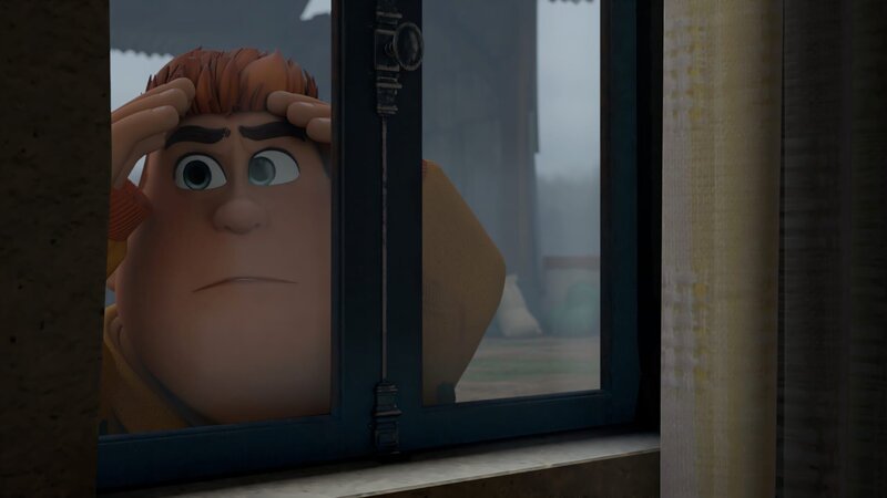 Beim Blick durch das Küchenfenster von Bauer Ludwig, macht Samson eine schauerliche Entdeckung. – Bild: La Station Animation – 2022 /​ ZDF