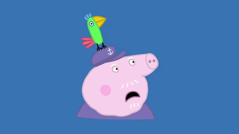 v.li.: Polly Parrot, Grandpa Pig – Bild: TVNOW