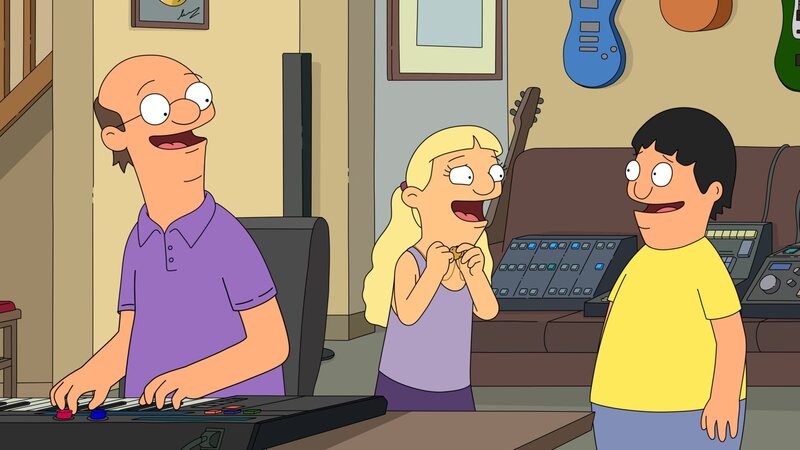 Gene (r.) hat seine erste Freundin. Doch als er die Beziehung zu Courtney (M.) beenden möchte, entdeckt er, dass Courtneys Vater (l.) ihm eventuell bei seiner Musikkarriere helfen könnte … – Bild: 2012 Fox and its related entities. All rights reserved. Lizenzbild frei