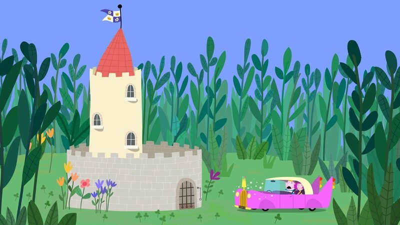 König und Königin Marigold nähern sich dem kleinen Schloss, um Hollys Familie zu besuchen. – Bild: ZDF/​Astley Baker Davies Ltd/​Rubber Duck Entertainment
