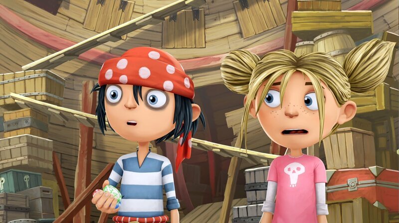 Jim und Matilda wundern sich denn Frau Biber ist nicht wiederzuerkennen. – Bild: WDR/​Cyber Group Studios /​ France Télévisions /​ Blue Spirit Studios /​ Sofitvcine 4