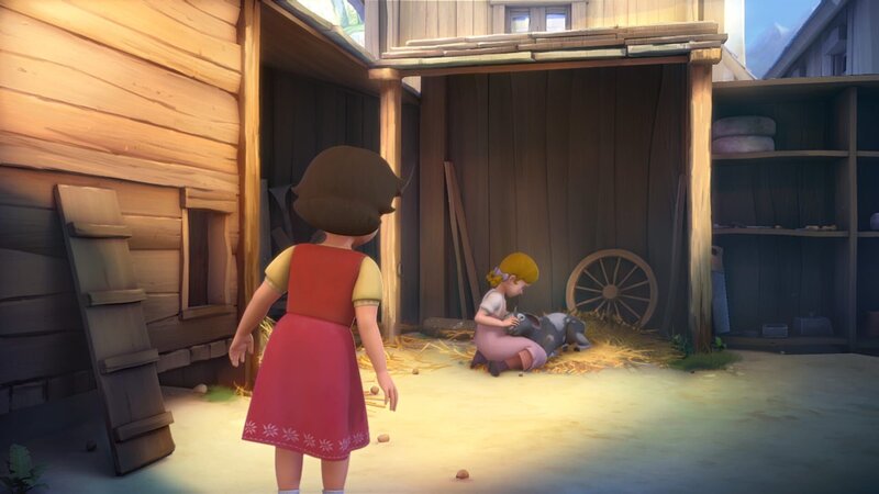 Theresa ist sehr traurig, dass Schneeauge geschlachtet werden soll. – Bild: ZDF/​Studio 100 Animation/​Heidi Productions Pty. Limited