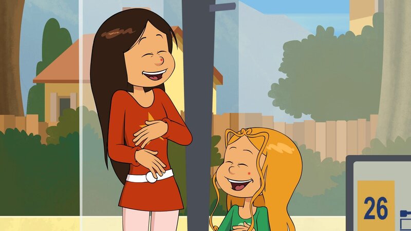 Wendy und Marine freuen sich, Rachel reingelegt zu haben. – Bild: NDR/​Bamboo Production/​Samka Productions