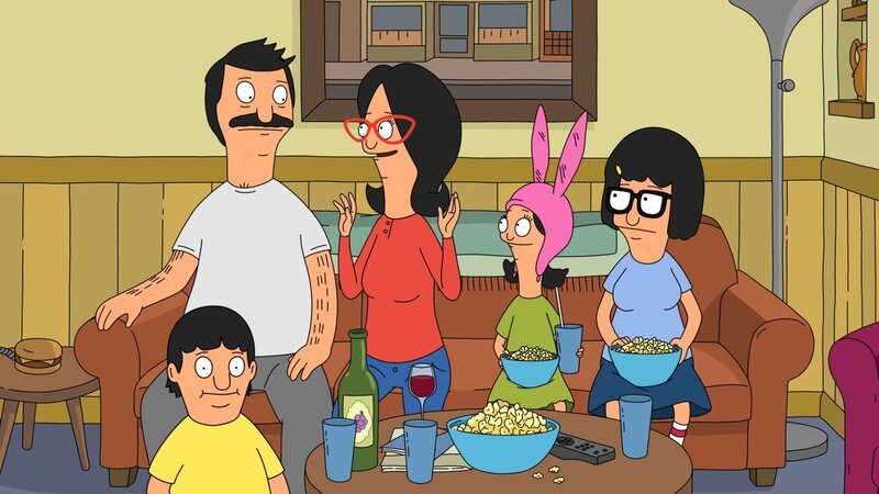 Eine besondere Familie: Bob (l.), Linda (2.v.l.), Louise (2.v.r.), Gene (vorne) und Tina (r.) … – Bild: 2012 Fox and its related entities. All rights reserved. Lizenzbild frei