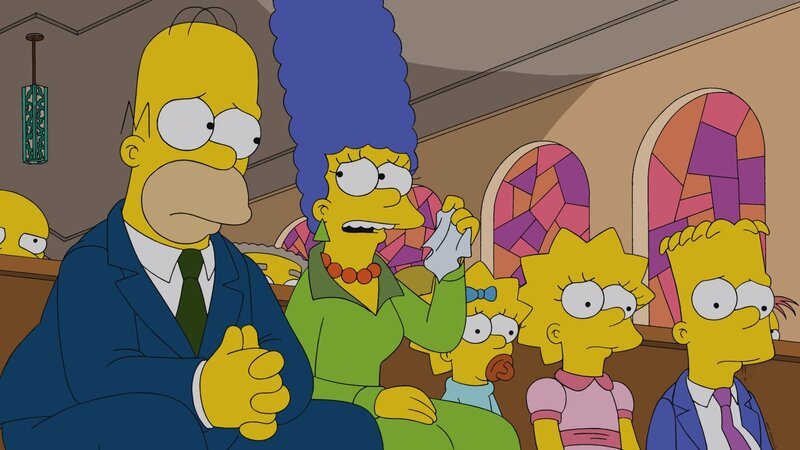 Müssen Abschied von Chip Davis nehmen: (v.l.n.r.) Homer, Marge, Maggie, Lisa und Bart … – Bild: Twentieth Century Fox Film Corporation
