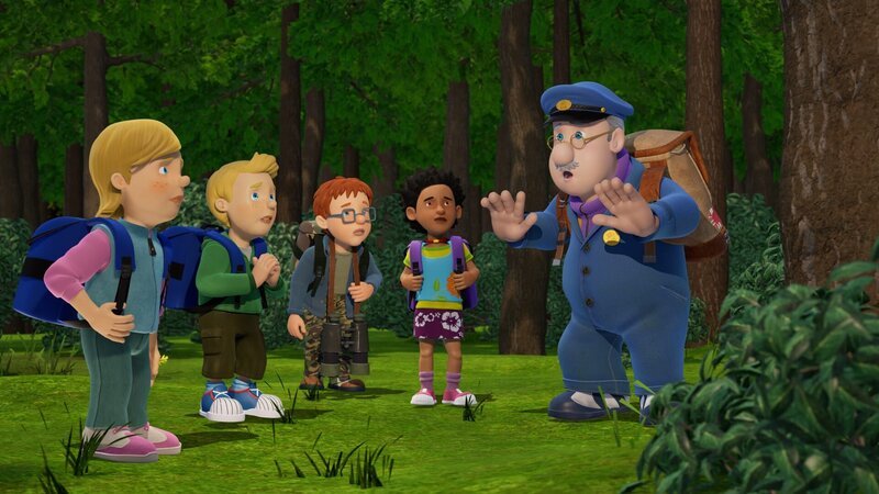 Sarah, James, Norman und Mandy verirren sich mit Gareth im Wald. – Bild: KiKA/​Prism Art & Design Limited