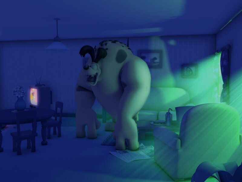 In dieser Nacht verwandelt eine kosmische Hunde-Strahlung Odie in ein Monster. – Bild: HR/​DARGAUD MEDIA