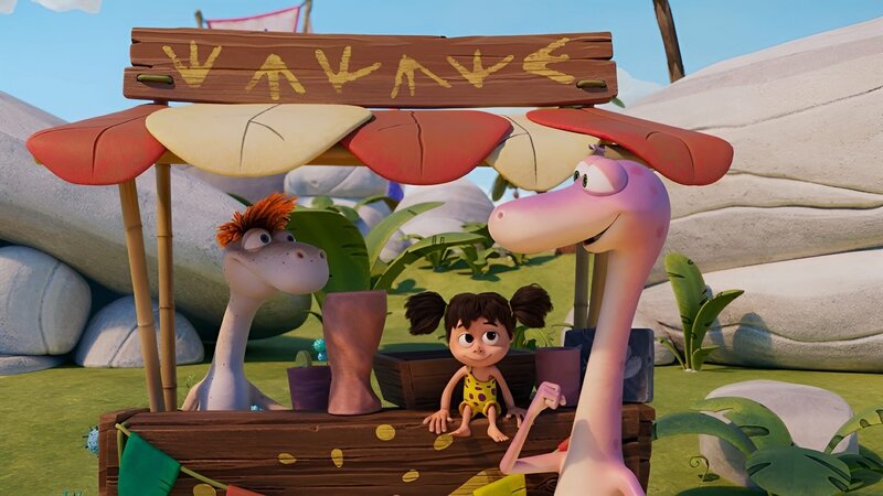 Selbst wenn Flints Limo nach Dinosaurierfüßen schmeckt – kein Problem für Minus Drei. – Bild: ZDF/​M.A.R.K.13/​TRIKK17/​Fabrique d’image