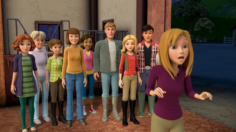 Vanessa (vorne) hat noch eine schöne Überraschung für alle im Stall zu bieten. – Bild: ZDF/​Wendy and Associated Characters (c) WPL 2012