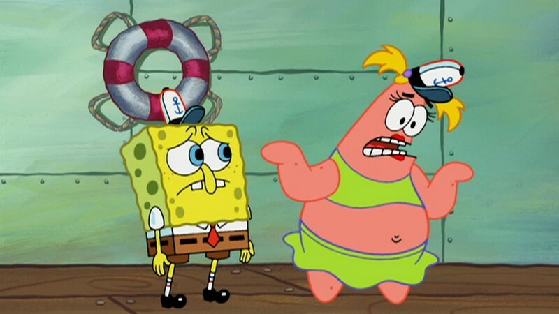 L-R: SpongeBob, Patrick als Patricia – Bild: ANNÉE Viacom International Inc. Tous droits réservés. Nickelodeon, Bob l’éponge et tous les autres titres, logos et personnages qui y sont associés sont des marques de commerce de Viacom International inc. Créé par Stephen Hillenburg.