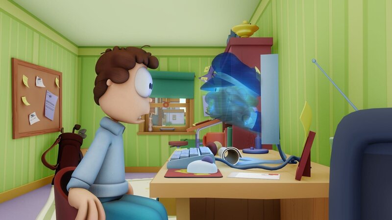 Garfield quält den Postboten so lange, dass der nun die Post nur noch virtuell zustellt. – Bild: HR/​DARGAUD MEDIA