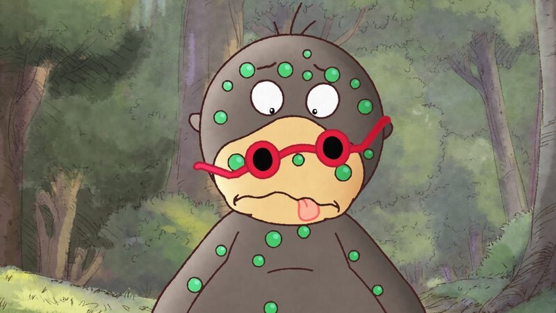 Der kleine Maulwurf hat einen grünen Pilz gekostet. – Bild: SWR/​NDR/​Akkord Film