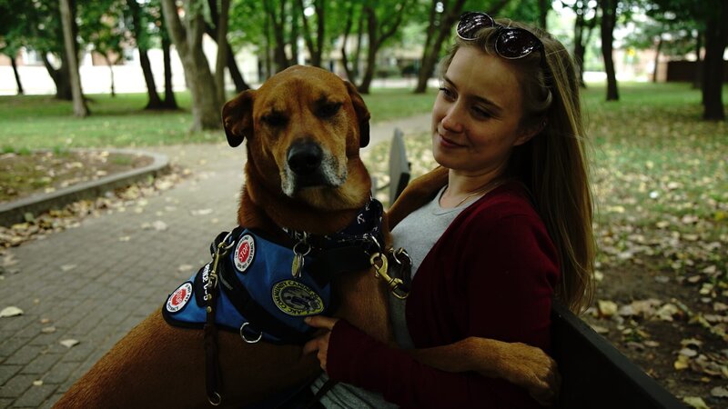 How do dogs know when you’re sad? Amber Oliver & her dog demonstrating how if you are sad dos will react to your emotions and try to comfort you. – Bild: Discovery, Inc.