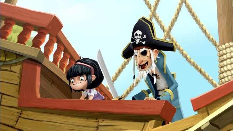 Goldstück und ihre Piratenopa sind begeistert von der Piratenmusik. – Bild: WDR/​Cyber Group Studios /​ France Télévisions /​ Blue Spirit Studios /​ Sofitvcine 4