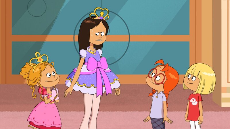 Marine erpresst Wendy, damit sie mit ihr Prinzessin spielt. – Bild: NDR/​Bamboo Production/​Samka Productions