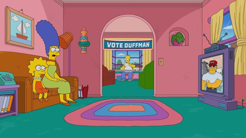 (v.l.n.r.) Lisa; Marge; Homer; Duffman – Bild: 20th Television