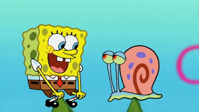 L-R: SpongeBob, Gary – Bild: ANNÉE Viacom International Inc. Tous droits réservés. Nickelodeon, Bob l’éponge et tous les autres titres, logos et personnages qui y sont associés sont des marques de commerce de Viacom International inc. Créé par Stephen Hillenburg.