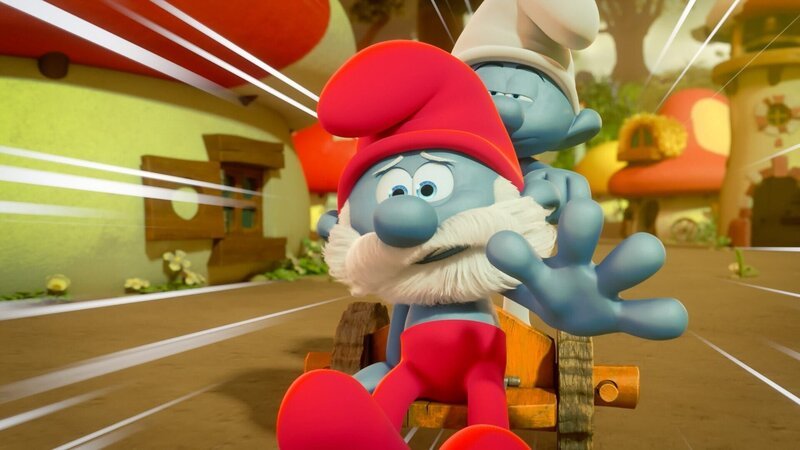 Papa Plumpf und die anderen Plümpfe sind den beiden dicht auf den Fersen. – Bild: ORF/​IMPS