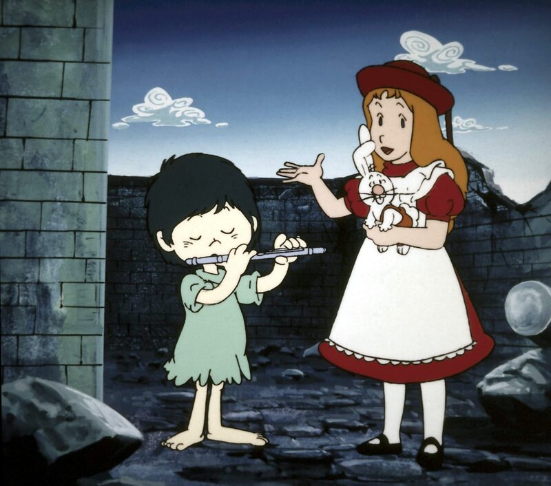 Der kleine Flötenspieler hat endlich das richtige Publikum gefunden. Alice und Benny Bunny zeigen Verständnis für seine Kunst. – Bild: ZDF/​Apollo-Film