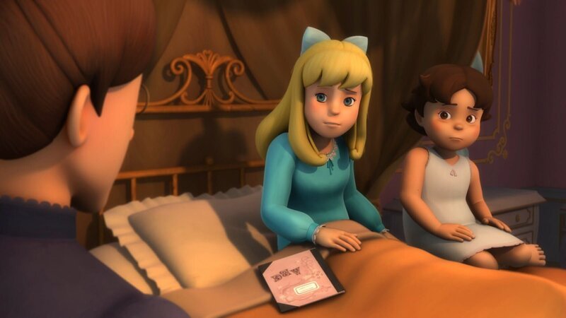 Heidi und Clara sind traurig, als Fräulein Rottenmeier ihnen mitteilt, dass sie gehen will. – Bild: ZDF/​Studio 100 Animation/​Heidi Productions Pty. Limited