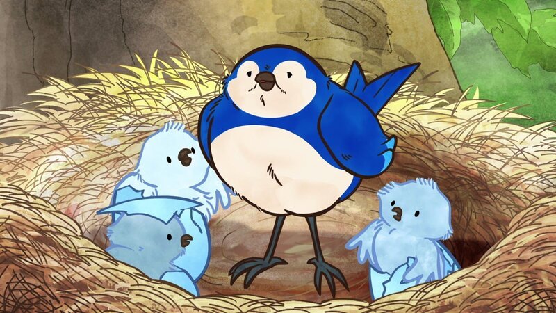 Kleiner brauner Hase besucht Blauvogel und seine frisch geschlüpften Vogelkinder. – Bild: KiKA/​SLR Productions Australia Pty.Ltd./​Scrawl Studios Pte Ltd./​hr/​ARD