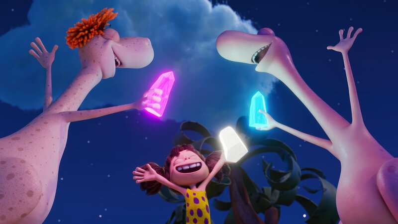 Der Mammut-Mond versetzt Minus Drei, Flint und Lucy in Partylaune. – Bild: ZDF/​M.A.R.K.13/​TRIKK17/​Fabrique d’image