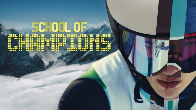 Key Visual Sendereihenbild mit Typo zu „School of Champions“. Serie über ein Internat, in dem Nachwuchs-Leistungssportler im Skisport ausgebildet werden. – Bild: HR/​BR/​ORF/​SRF/​Superfilm Filmproduktions GmbH/​Montage: BR