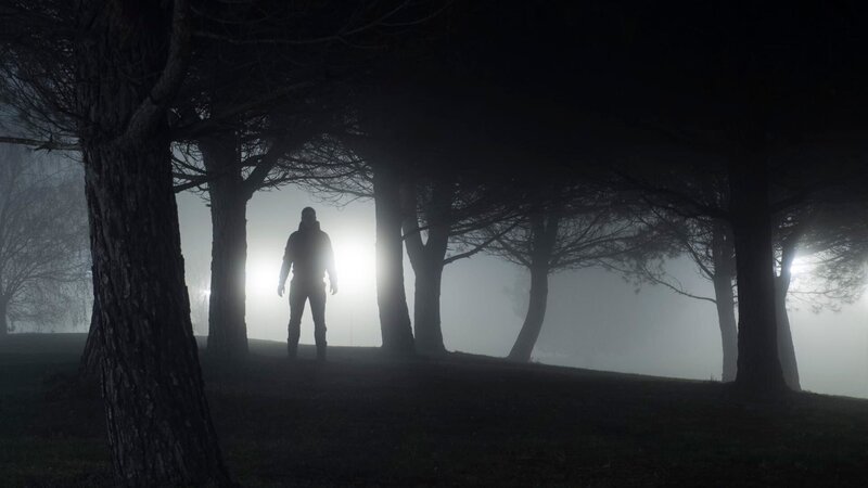Silhouette of a man standing in park at night. – Bild: Ricardolr