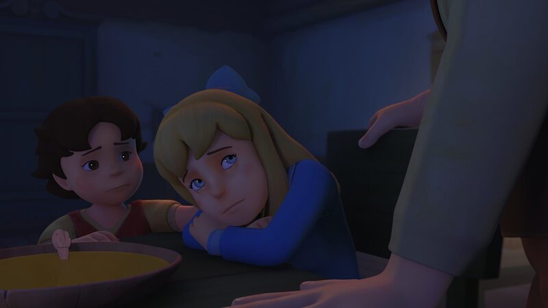 Clara weint aus Sorge um Fräulein Rottenmeier. – Bild: ZDF und Studio 100 Animation/​Heidi Productions Pty. Limited