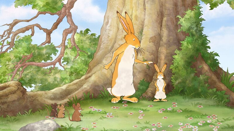 Der große Hase und die Freunde des kleinen Hasen stellen fest, dass der kleine Hase gewachsen ist. – Bild: KiKA/​SLR Productions Australia Pty.Ltd./​Scrawl Studios Pte Ltd./​hr/​ARD